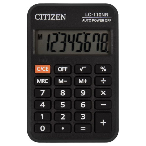 картинка Калькулятор карманный, 8 разрядов, 8,7*5,8 см, "LC-110N", CITIZEN от магазина Альфанит в Кунгуре