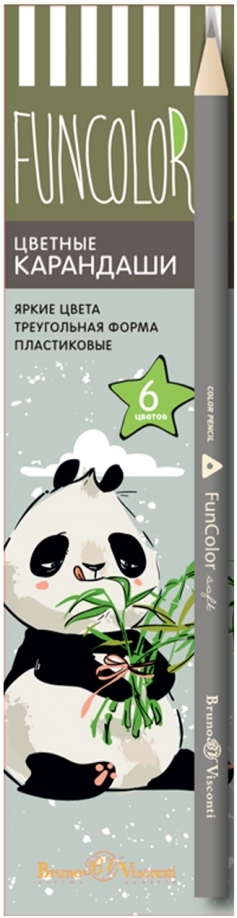 картинка Карандаши цветные, 6 цв, 6 шт, пластик, "Funcolor", Bruno Visconti, 30-0065 от магазина Альфанит в Кунгуре