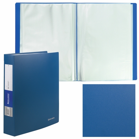 картинка Папка 80 файлов, А4, 0,8 мм, синий, "Office", BRAUBERG, 222638 от магазина Альфанит в Кунгуре