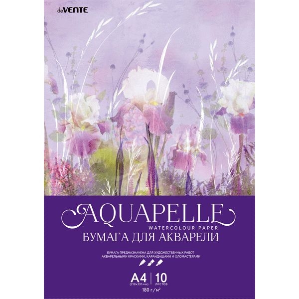 картинка Папка для акварели, А4, 10 л, 240 г/м2, "Flowers", deVente, 2131901 от магазина Альфанит в Кунгуре