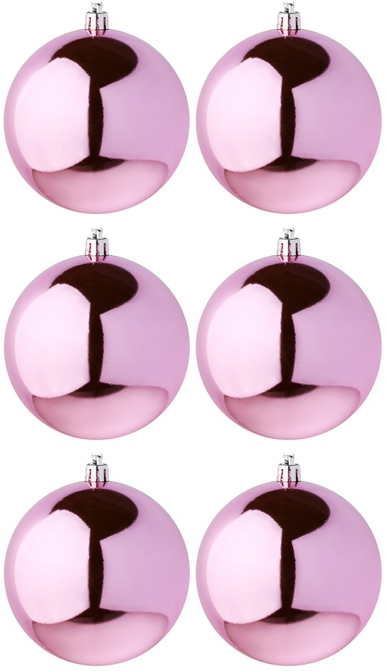 картинка Набор елочных шаров 6 шт, 7 см, пластик, розовый, СНОУ БУМ, 372-479 от магазина Альфанит в Кунгуре