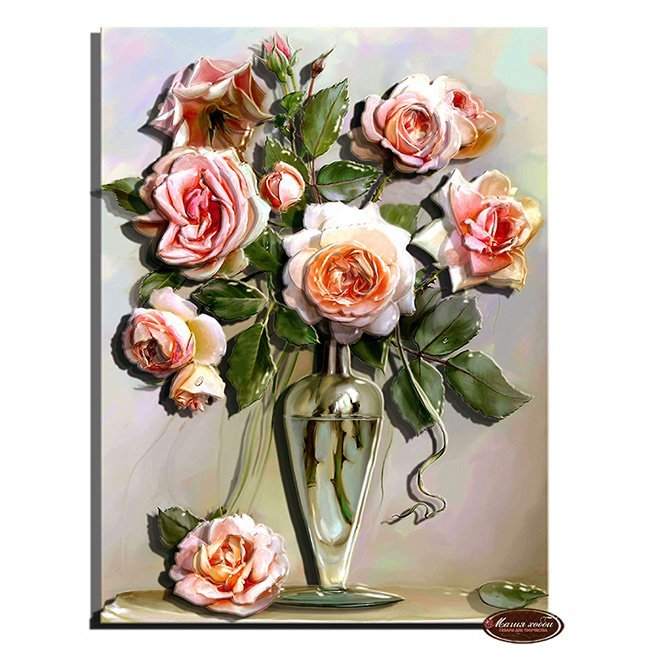 картинка Папертоль 20*26 см, "Букет роз в вазе", Магия хобби, РТ150152 от магазина Альфанит в Кунгуре
