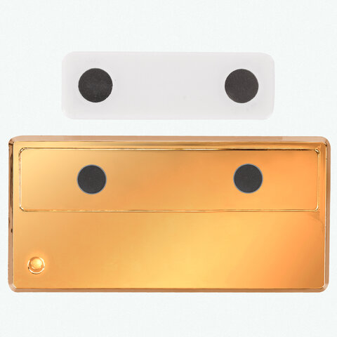 картинка Бейдж магнитный, 3,4*7 см, с окошком 1,4*6,5 см, горизонтальный, золото, BRAUBERG, 237465 от магазина Альфанит в Кунгуре