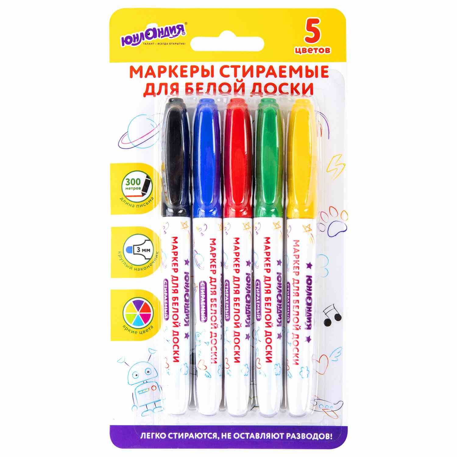 картинка Набор маркеров для доски, 5 шт, 5 цв, 3 мм, "Colorway", Юнландия, 152099 от магазина Альфанит в Кунгуре