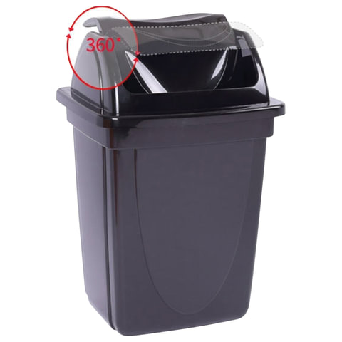 картинка Корзина для мусора 12 л, пластик, черный, цельная с вращающейся крышкой, СТАММ, КР90 от магазина Альфанит в Кунгуре