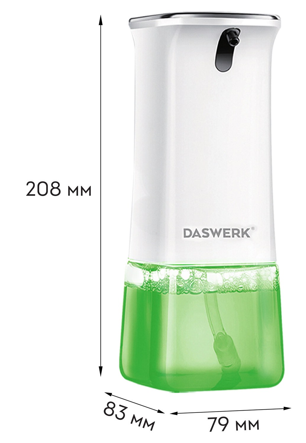картинка Диспенсер для жидкого мыла-пены, 0,35 л, ABS-пластик, белый, сенсорный, DASWERK, 607844 от магазина Альфанит в Кунгуре