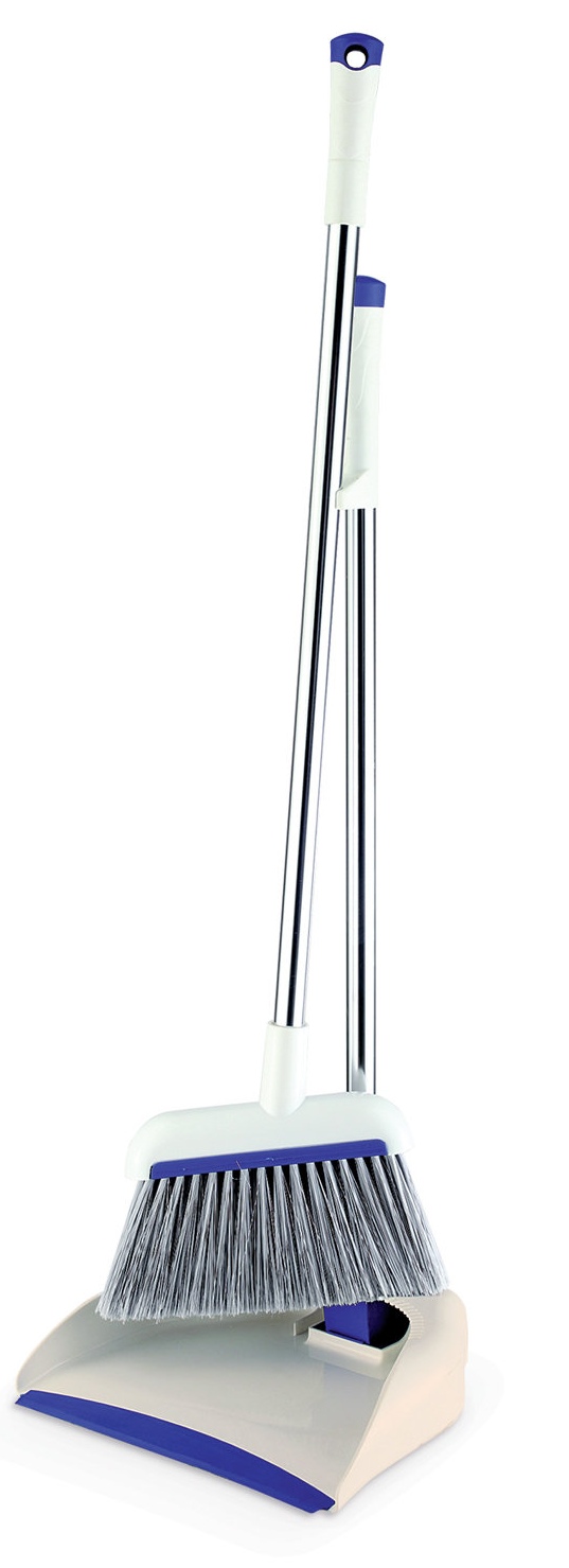 картинка Комплект для уборки пола, щетка, совок, пластик, синий/белый, LAIMA, 601473 от магазина Альфанит в Кунгуре
