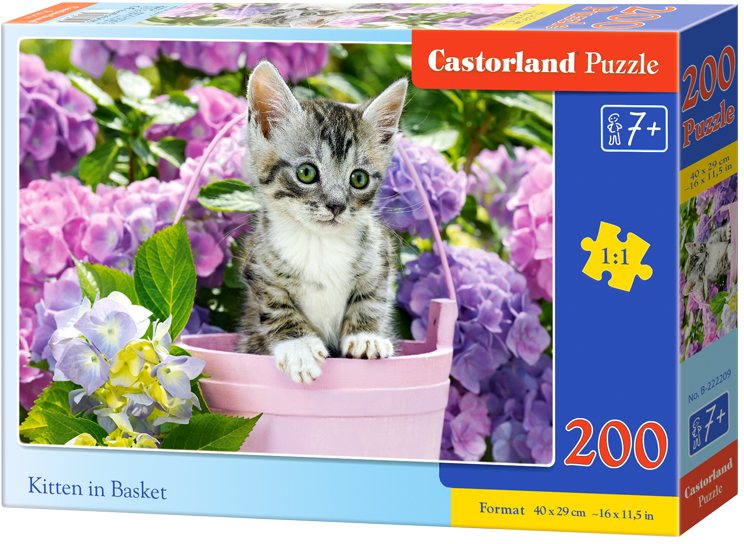 картинка Пазл 200 эл., "Premium. Котенок в корзине", CastorLand, В-222209 от магазина Альфанит в Кунгуре