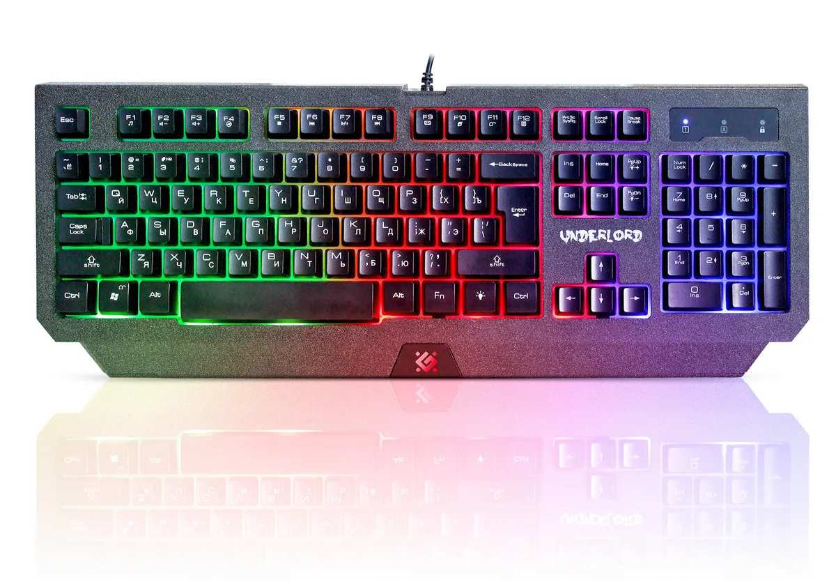 картинка Клавиатура проводная игровая Defender Underlord GK-340L, USB, черный, подсветка, металл от магазина Альфанит в Кунгуре