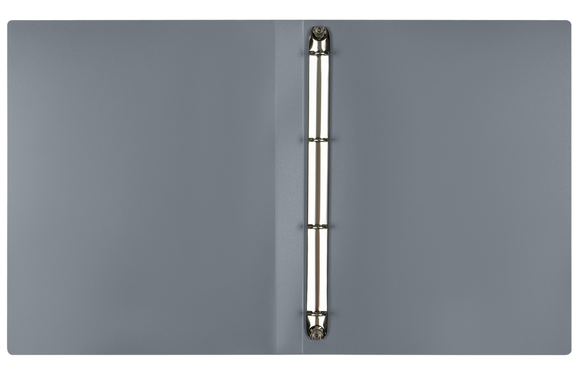 картинка Папка на 4-х кольцах, А4, 500 мкм, корешок 25 мм, пластик, серый, СТАММ, ММ-30656 от магазина Альфанит в Кунгуре
