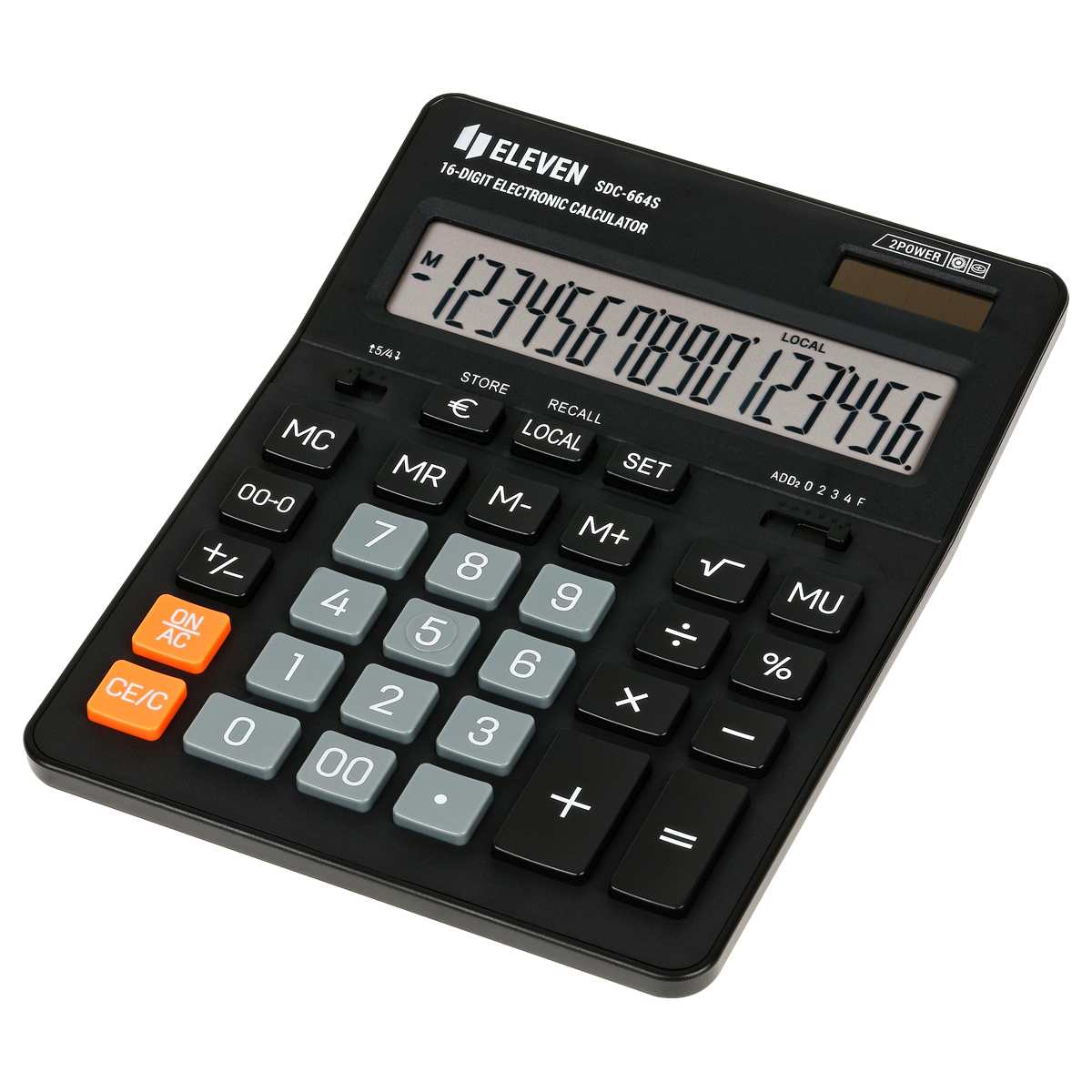 картинка Калькулятор настольный, 16 разрядов, 15,5*20,5*3,6 см, двойное питание, черный, "SDC-664S", Eleven от магазина Альфанит в Кунгуре