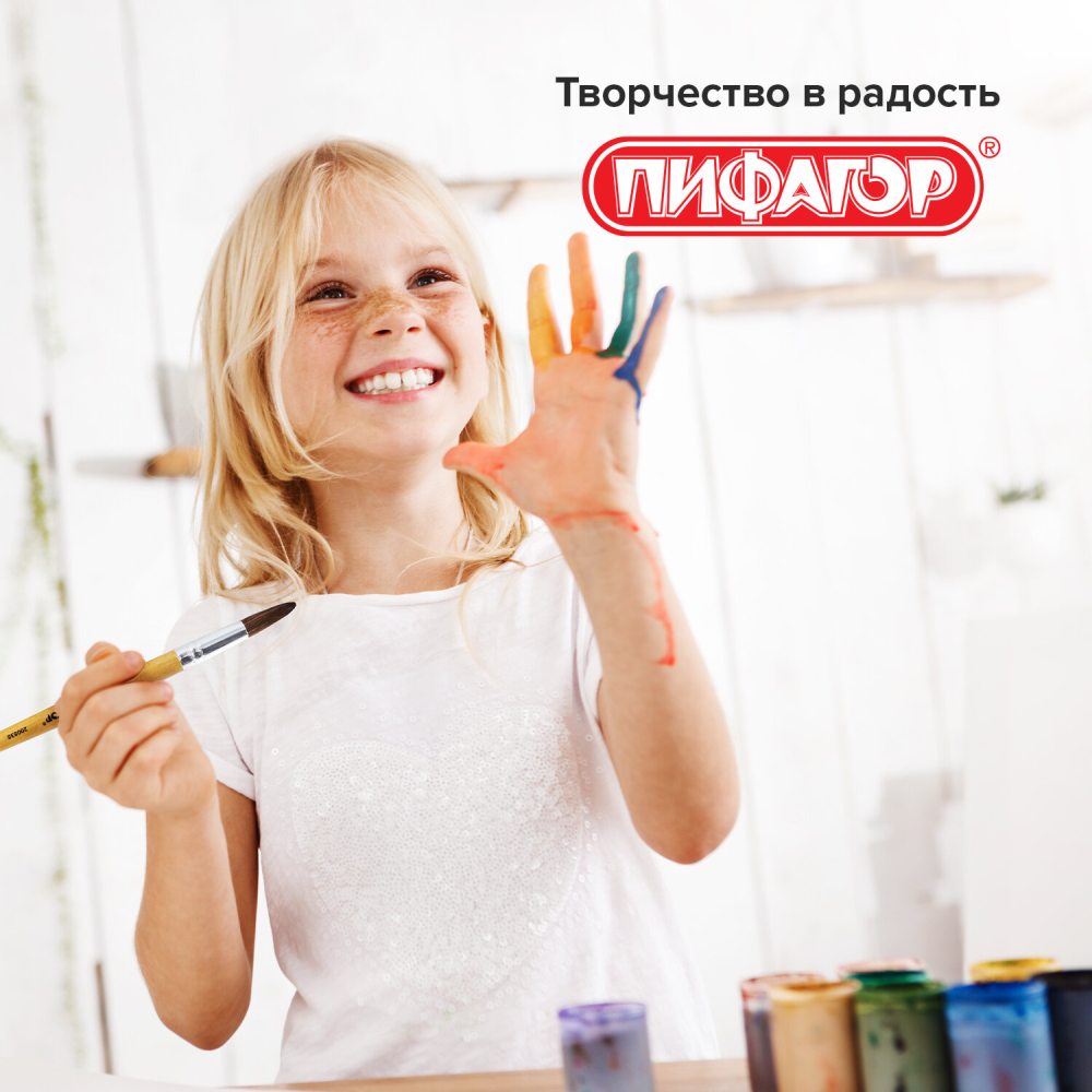 картинка Кисть № 9, пони, круглая, ПИФАГОР, 200837 от магазина Альфанит в Кунгуре