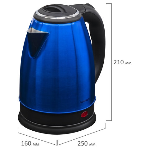 картинка Чайник SONNEN KT-118B, 1,8 л, 1500 Вт, закрытый нагревательный элемент, синий, 452927 от магазина Альфанит в Кунгуре
