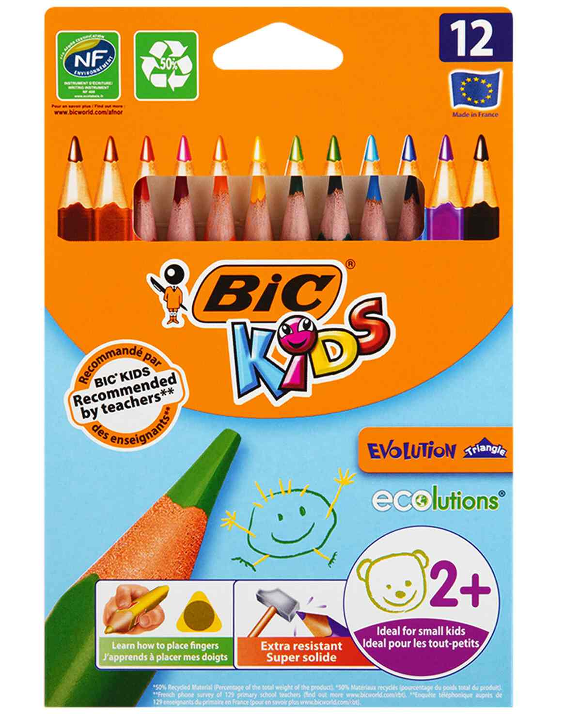 картинка Карандаши цветные, 12 цв, 12 шт, утолщенный корпус, "Kids Evolution Triangle", Bic, 8297356 от магазина Альфанит в Кунгуре