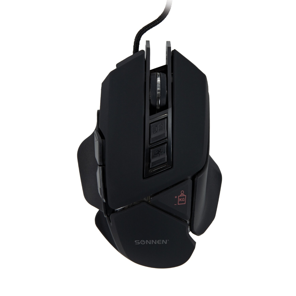 картинка Мышь проводная игровая SONNEN Q10, 800-6400 dpi, USB, черный, подсветка, soft-touch, 513522 от магазина Альфанит в Кунгуре