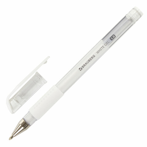 картинка Ручка гелевая, 1,0 мм, белая, грип, "White", BRAUBERG, 143416 от магазина Альфанит в Кунгуре