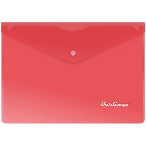 картинка Папка-конверт на кнопке, А5, 180 мкм, прозрачный красный, Berlingo, ОВк_05003 от магазина Альфанит в Кунгуре