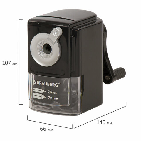 картинка Точилка механическая, металлический механизм, черный, крепление к столу, "STYLE", BRAUBERG, 228482 от магазина Альфанит в Кунгуре