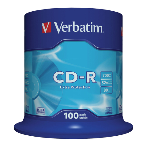картинка Диски CD-R Verbatim Extra Protection Cake, 100 шт, 52x, бокс от магазина Альфанит в Кунгуре