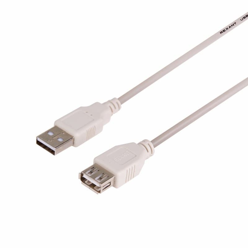 картинка Кабель удлинитель Rexant USB 2.0 AM — USB 2.0 BM, 1,8 м, серый, 18-1114 от магазина Альфанит в Кунгуре