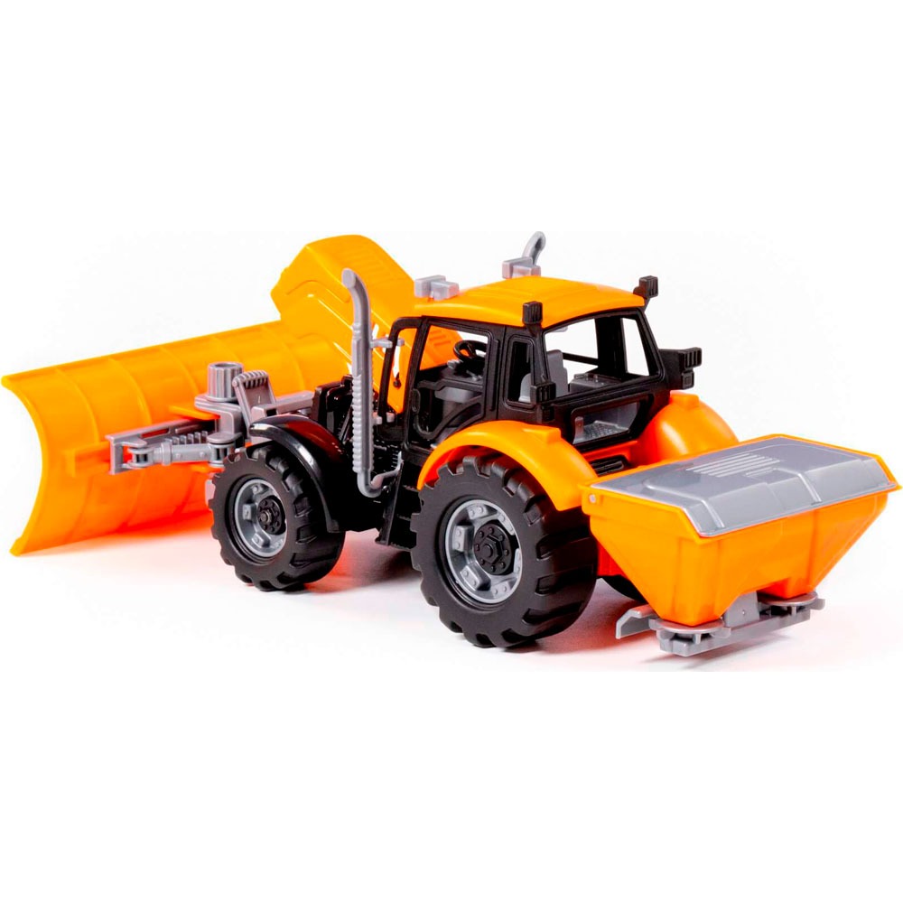 картинка Трактор с ковшом, 31 см, инерция, пластик, оранжевый, снегоуборочный, "Прогресс", Полесье, 91772 от магазина Альфанит в Кунгуре