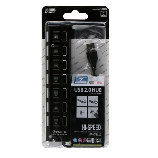 картинка Разветвитель SmartBuy SBHA-7207-B, USB, 7 портов, черный, с выключателями от магазина Альфанит в Кунгуре