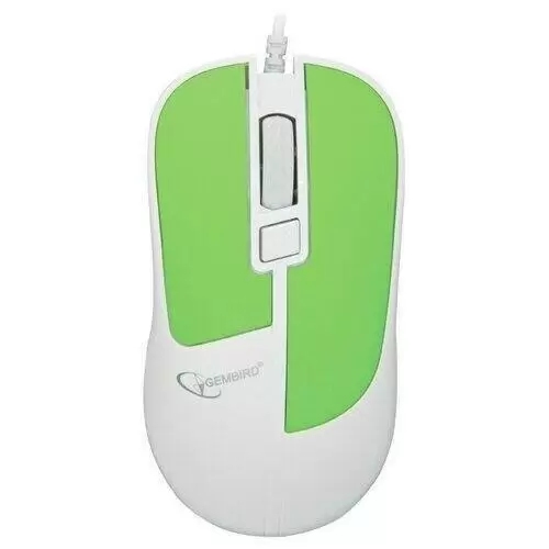 картинка Мышь проводная Gembird MOP-410-GRN, 1000 dpi, USB, белый/зеленый от магазина Альфанит в Кунгуре