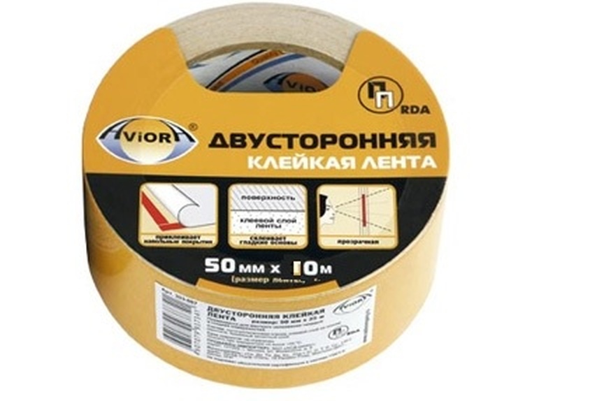 картинка Скотч двусторонний, 50мм*10м, d.m. 50, Aviora, 303-005 от магазина Альфанит в Кунгуре