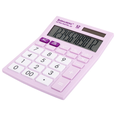 картинка Калькулятор настольный, 12 разрядов, 19,2*14,3 см, сиреневый, "ULTRA PASTEL-12-PR", BRAUBERG, 250505 от магазина Альфанит в Кунгуре