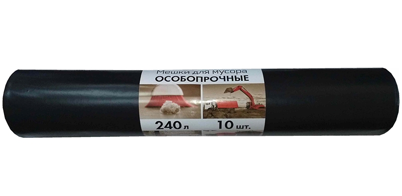 картинка Мешки для мусора, 240 л, 10 шт, 90*135 см, 100 мкм, особопрочные, черные, рулон, Концепция Быта, 3170, 603887 от магазина Альфанит в Кунгуре