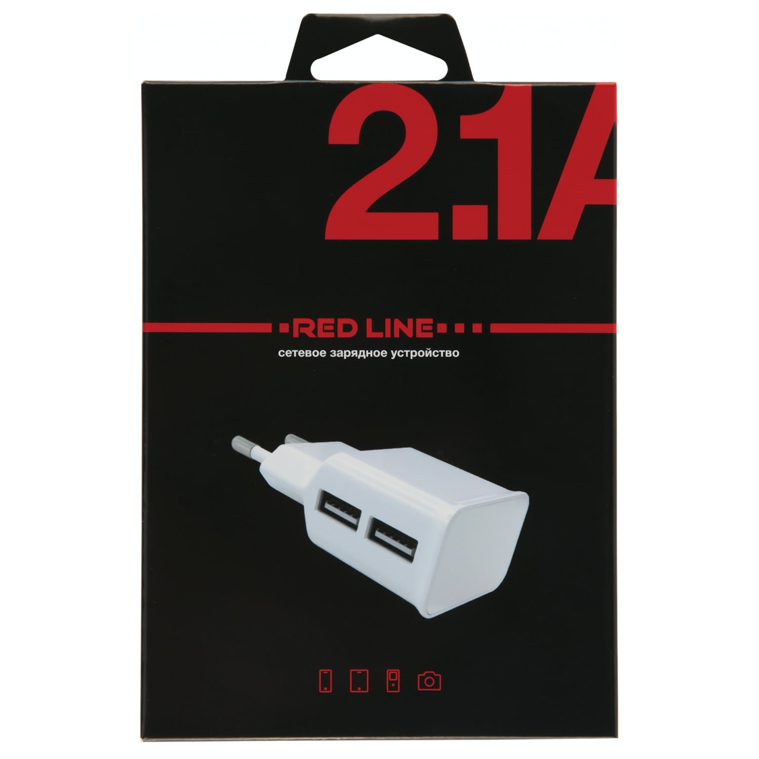 картинка Сетевое зарядное устройство Red Line NT-2A, 2 порта USB, выходной ток 2,1 А, белое, УТ000009405  от магазина Альфанит в Кунгуре