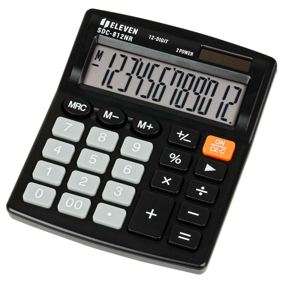 картинка Калькулятор настольный, 12 разрядов, 12,7*10,5*2 см, двойное питание, черный, "SDC-812NR", Eleven от магазина Альфанит в Кунгуре
