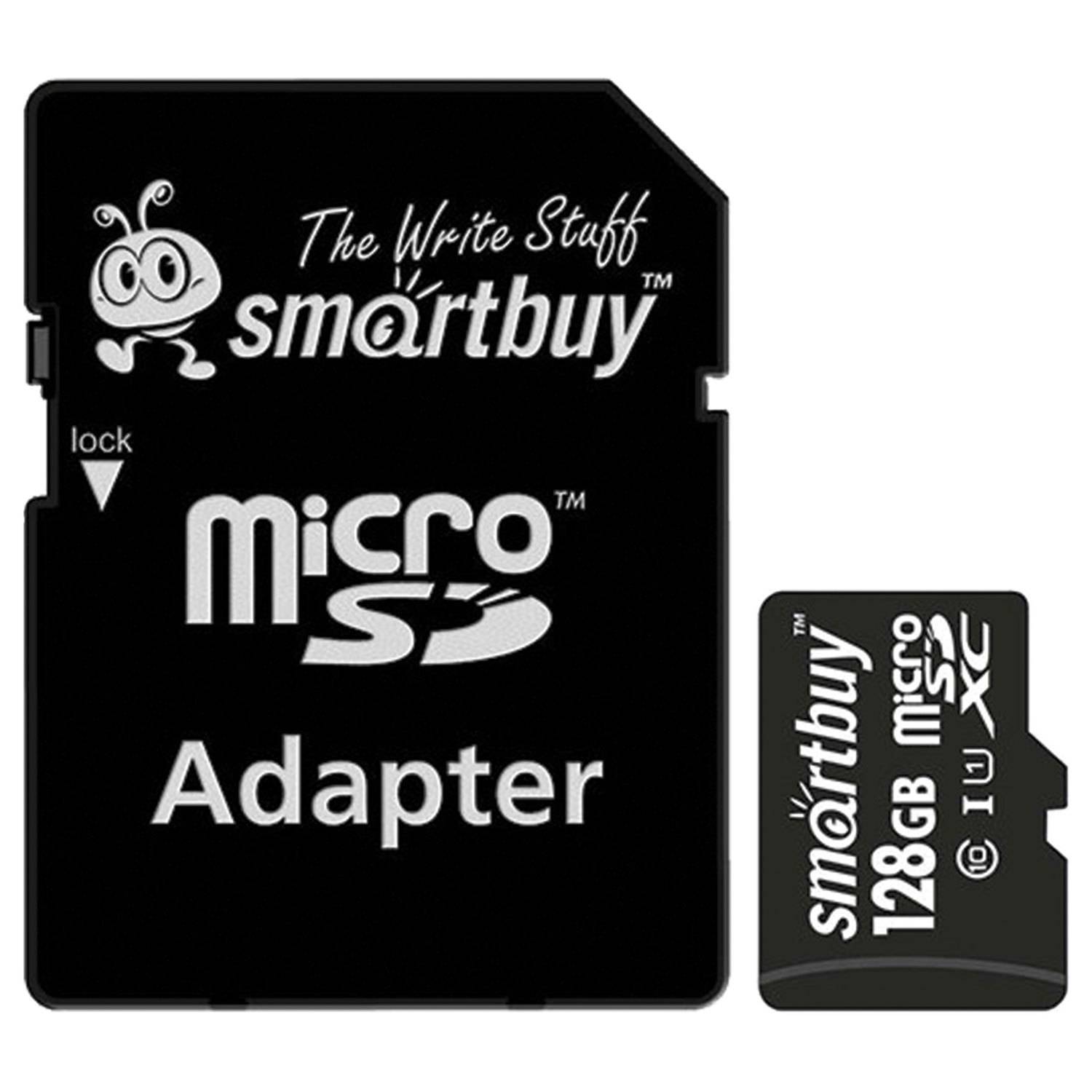 картинка Карта памяти micro-SDXC SmartBuy 128 GB Class 10, с адаптером, SB128GBSDCL10-01 UHS-I от магазина Альфанит в Кунгуре