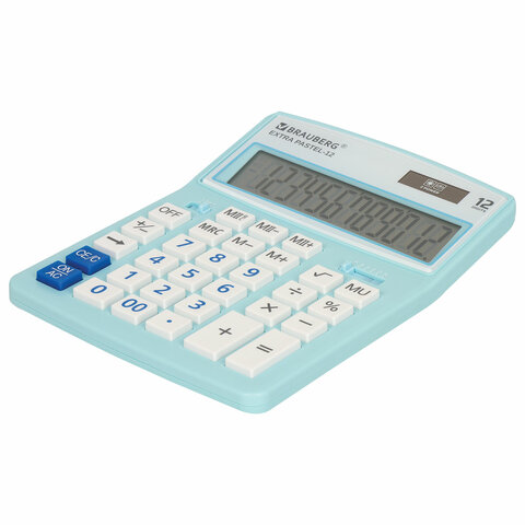 картинка Калькулятор настольный, 12 разрядов, 20,6*15,5 см, голубой, "EXTRA PASTEL-12-LB", BRAUBERG, 250486 от магазина Альфанит в Кунгуре