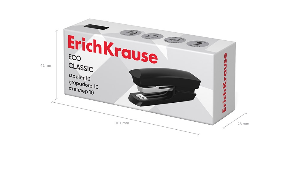картинка Степлер № 10, на 20 л, черный, "Eco", Erich Krause, 28233 от магазина Альфанит в Кунгуре
