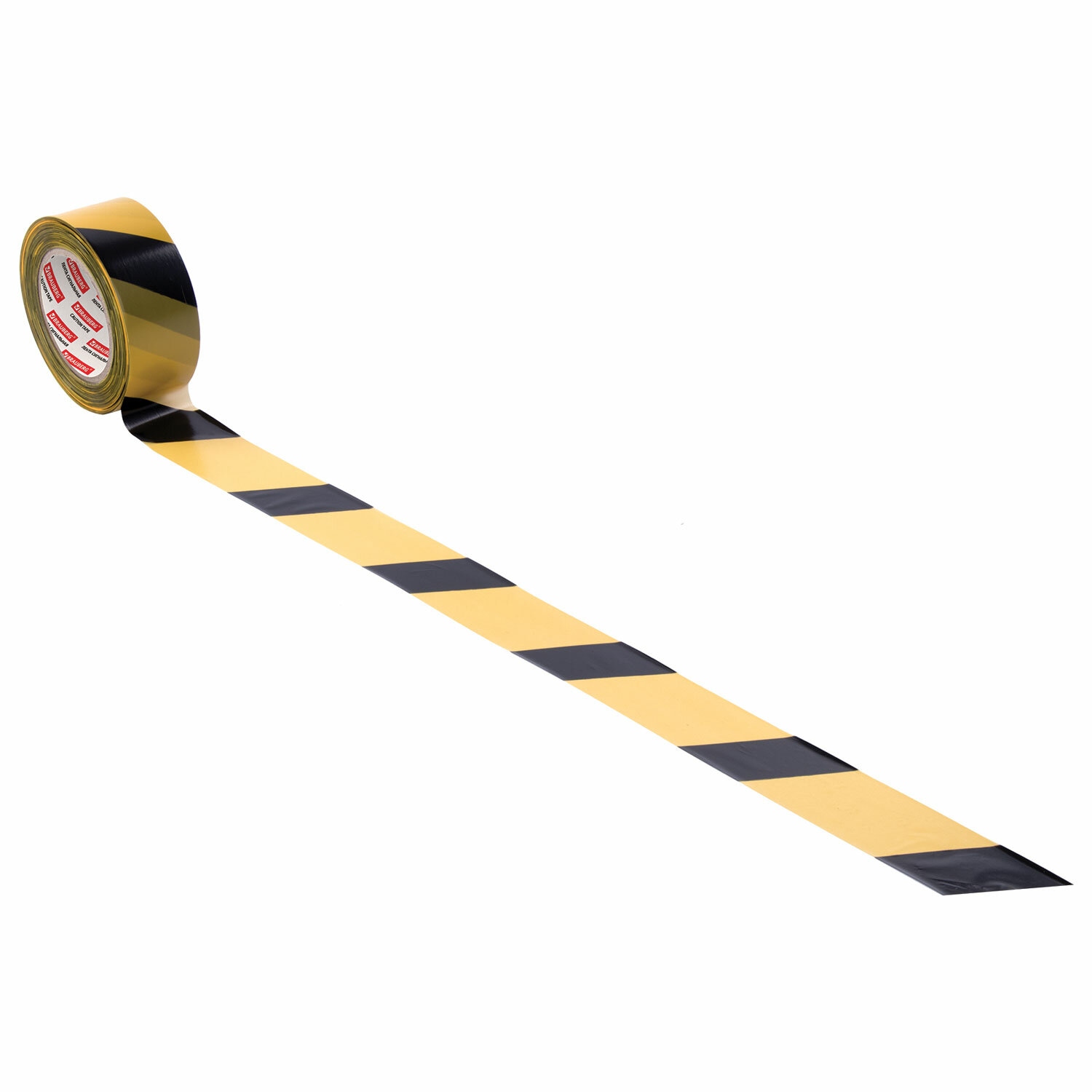 картинка Лента сигнальная, 50мм*200м, желто-черная, BRAUBERG, 604891 от магазина Альфанит в Кунгуре