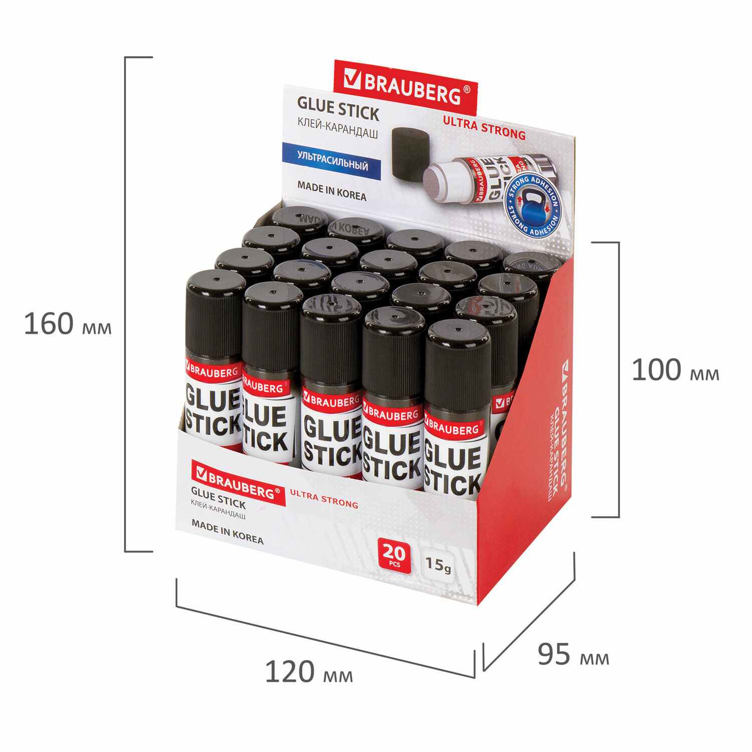 картинка Клей-карандаш, 15 гр, усиленный, "Ultra Strong", BRAUBERG, 229545 от магазина Альфанит в Кунгуре