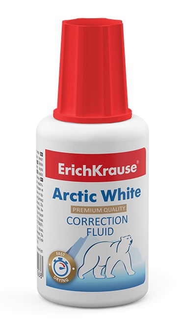 картинка Корректирующая жидкость, 20 мл, спиртовая основа, с кистью, "Arctic White", Erich Krause, 6 от магазина Альфанит в Кунгуре