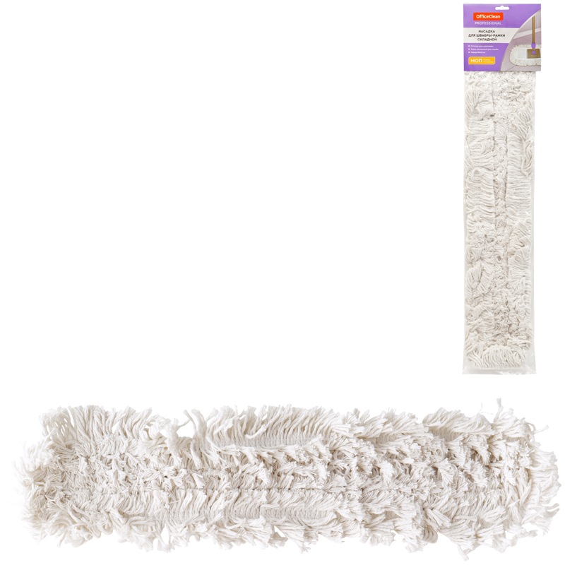 картинка Насадка для швабры, 80*12 см, хлопок, белый, OfficeClean, 303086 от магазина Альфанит в Кунгуре