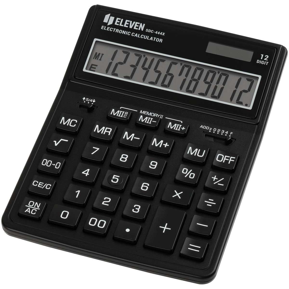 картинка Калькулятор настольный, 12 разрядов, 15,5*20,4*3,3 см, двойное питание, "SDC-444X-BK", Eleven от магазина Альфанит в Кунгуре