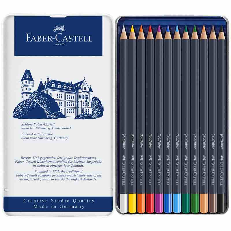 картинка Карандаши цветные, 12 цв, 12 шт, дерево, круглый корпус, "Goldfaber", Faber-Castell, 114712 от магазина Альфанит в Кунгуре