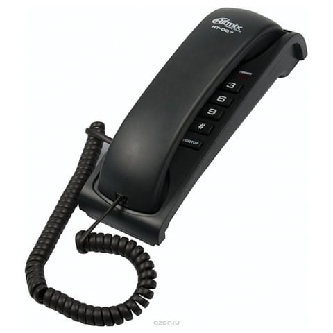 картинка Телефон RITMIX RT-007 black, световая индикация звонка, мелодия удержания, черный, 15118345 от магазина Альфанит в Кунгуре