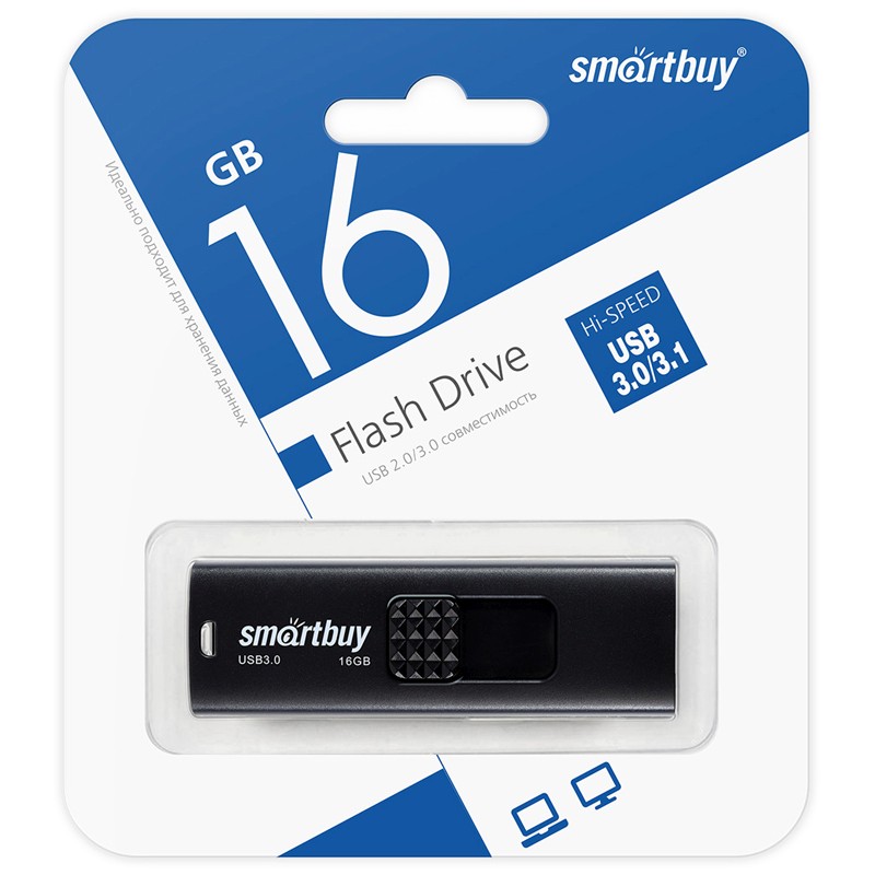 картинка Флеш-диск SmartBuy 16 GB USB 3.0, Fashion, черный, SB016GB3FSK от магазина Альфанит в Кунгуре