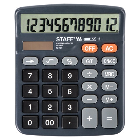 картинка Калькулятор настольный, 12 разрядов, 15*12 см, двойное питание, компактный, "DC-111S", STAFF от магазина Альфанит в Кунгуре