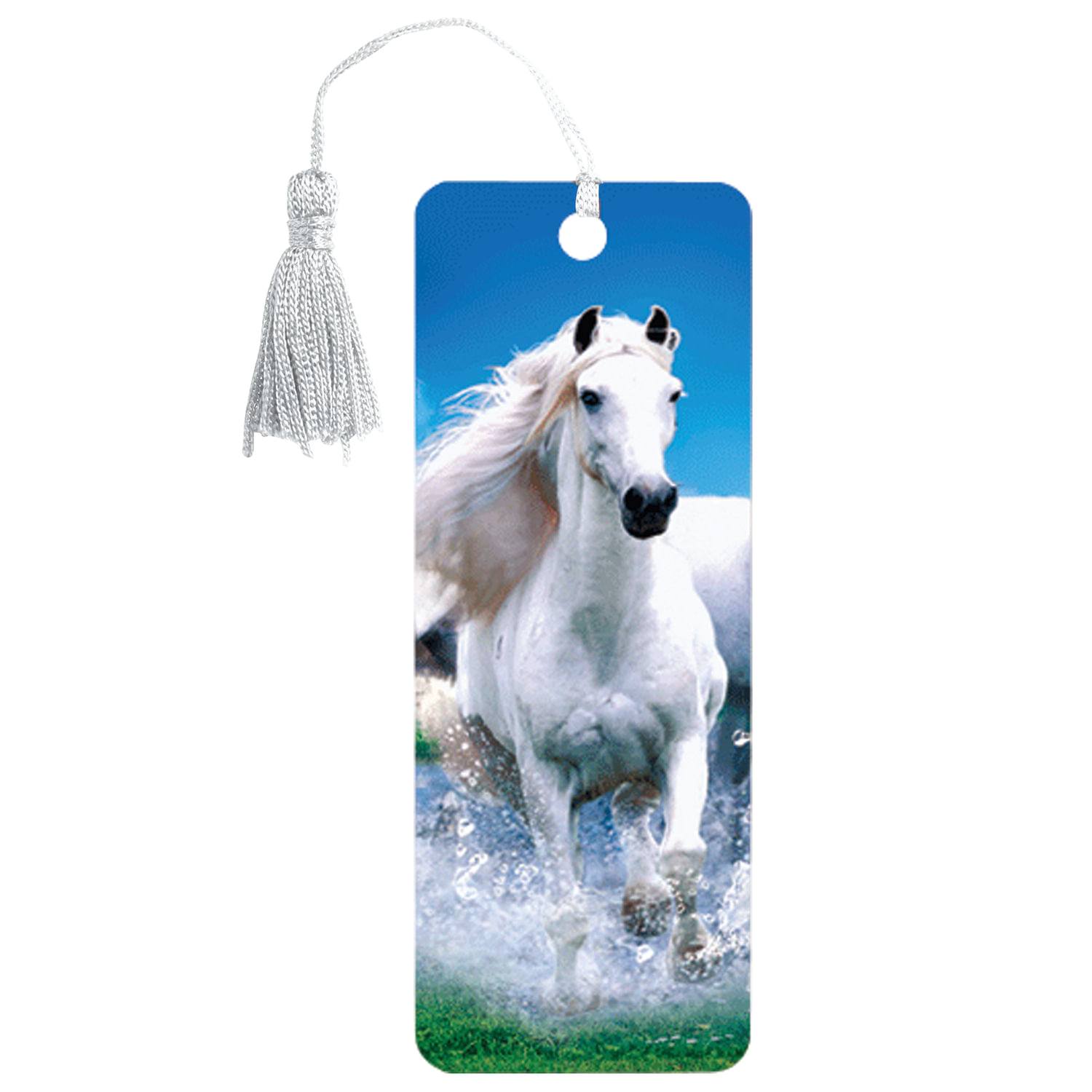 картинка Закладка линейка, 152*57 мм, 3D-рисунок, декоративная кисточка, "Белый конь", BRAUBERG, 125753 от магазина Альфанит в Кунгуре