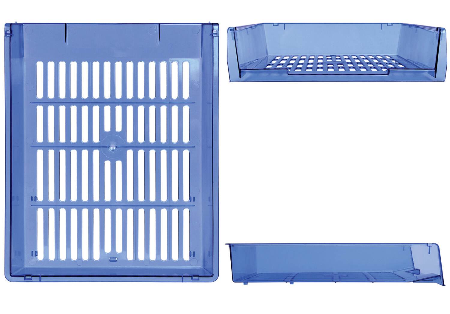 картинка Лоток для бумаг горизонтальный 3 отдела, пластик, синий тонированный, "Office", BRAUBERG, 237259 от магазина Альфанит в Кунгуре