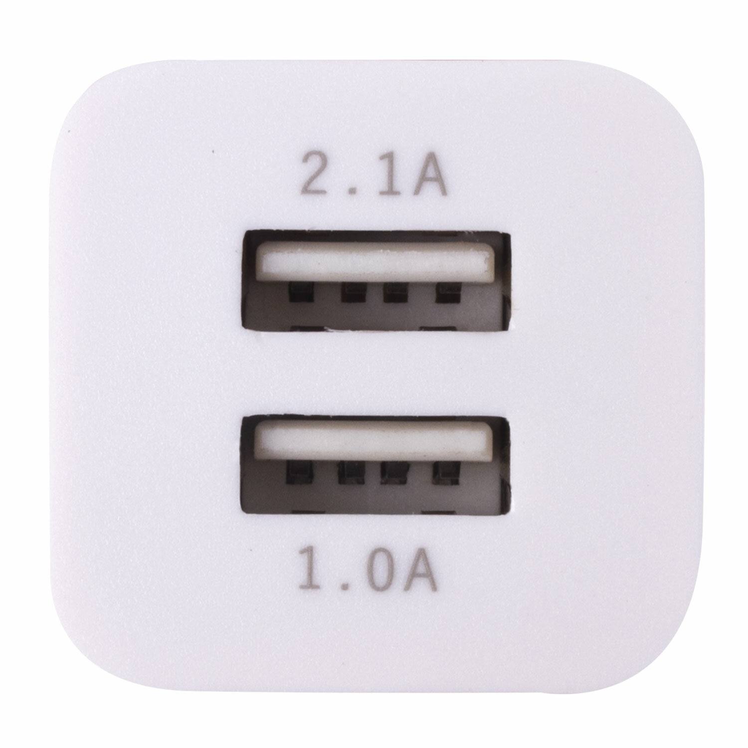 картинка Сетевое зарядное устройство, 2 порта USB, выходной ток 2,1 А, белое, SONNEN, 454797 от магазина Альфанит в Кунгуре