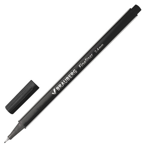 картинка Ручка капиллярная, 0,4 мм, черная, корп. черный, "Aero", BRAUBERG, 142252 от магазина Альфанит в Кунгуре