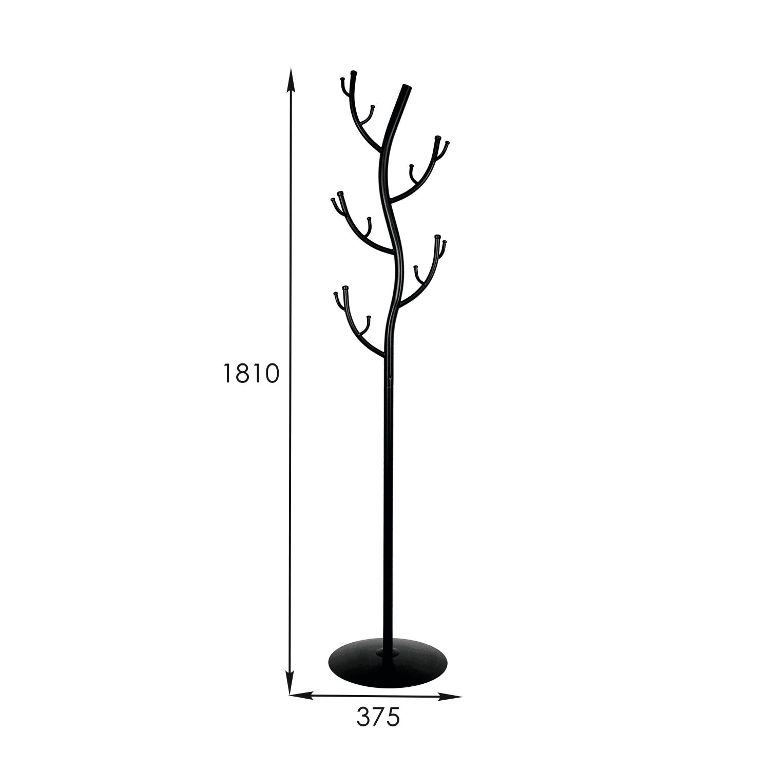 картинка Вешалка-стойка, 1,81 м, 15 крючков, металл, черная, "Дерево", ВНП 211 Ч от магазина Альфанит в Кунгуре
