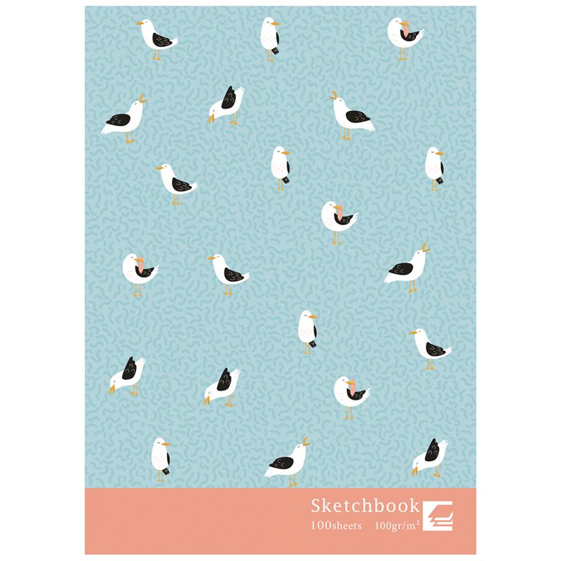 картинка Скетчбук, А5, 100 л, 100 г/м2, офсетная, белый, твердая обложка, "Птицы", BG, 9060 от магазина Альфанит в Кунгуре